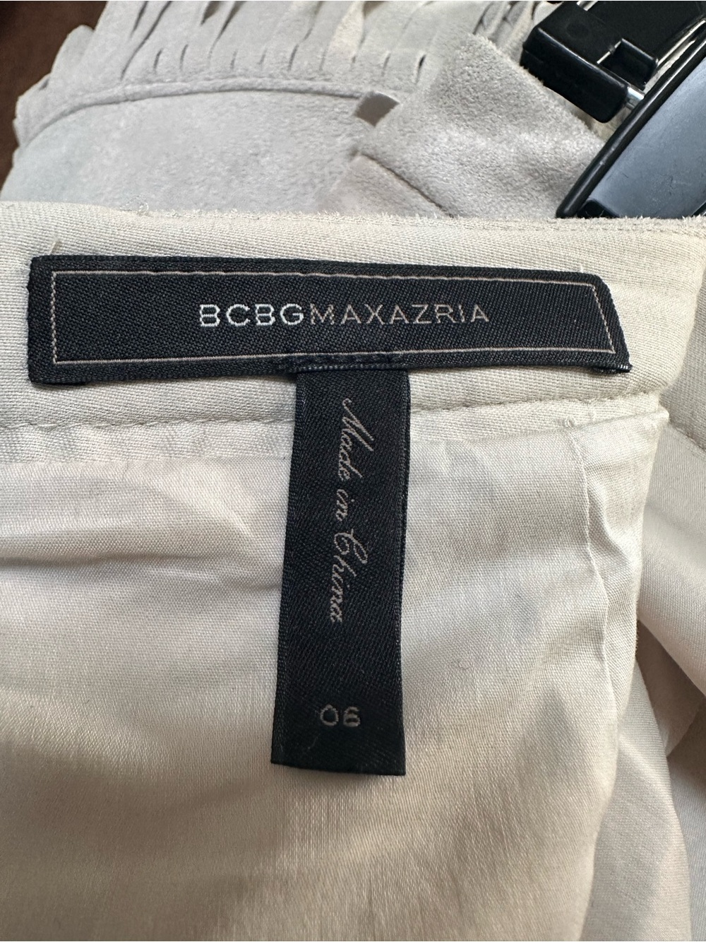 BCBGMaxAzria Light Beige Suede Fringe Jacket and Skirt Set - Picture 8 of 9